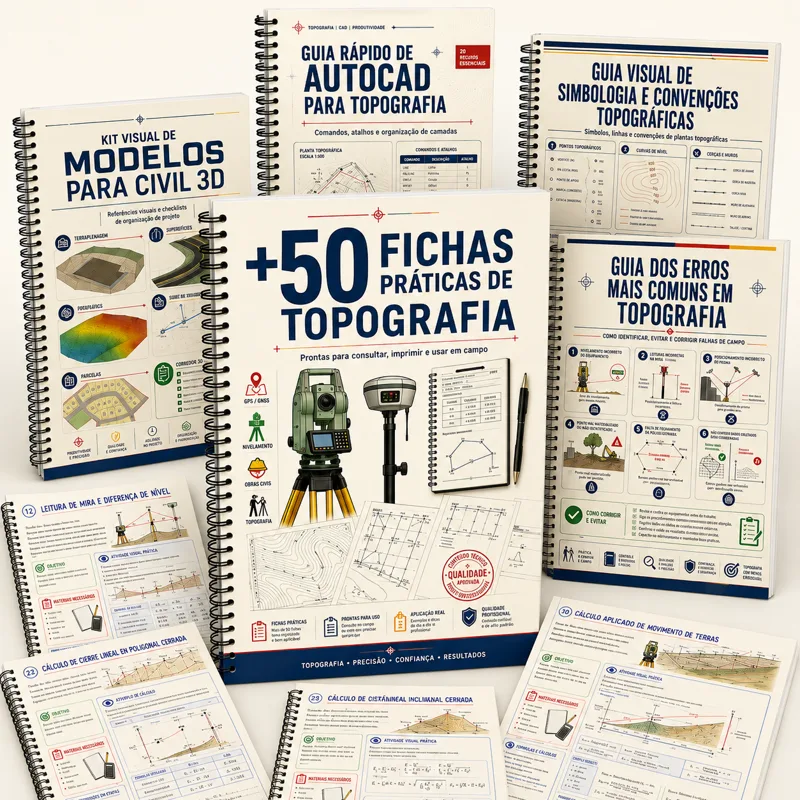 Kit +50 Fichas Práticas de Topografia com os bônus inclusos